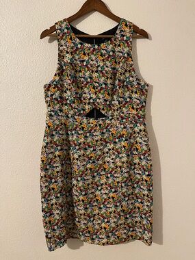 I heart Ronson Sleeveless Floral Dress with Back Zip and Cutout Size 16